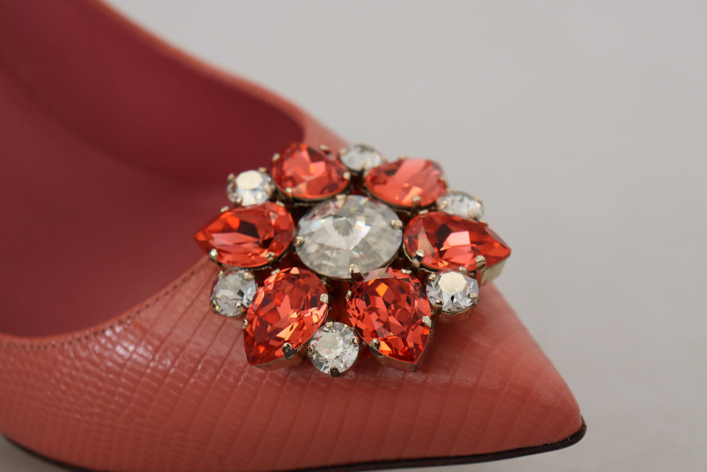 Rosa Exotische Leder Kristall Absätze Pumps Schuhe