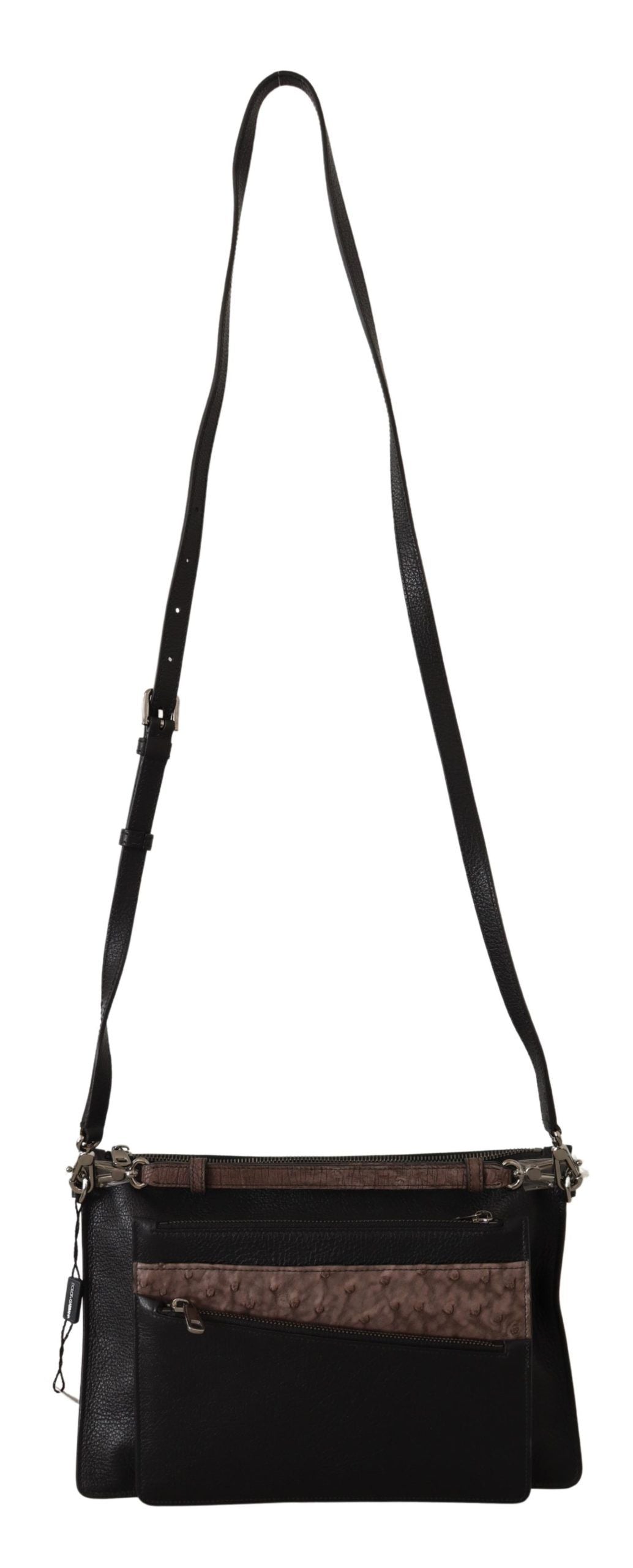 Schwarzes Exotenleder Schulterriemen Alta Sartoria Tasche