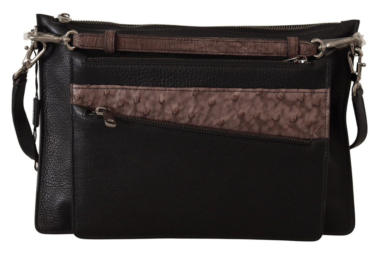 Schwarzes Exotenleder Schulterriemen Alta Sartoria Tasche