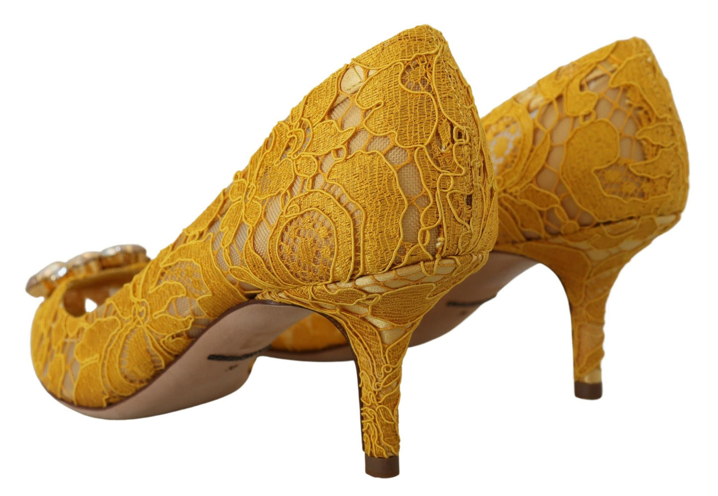 Gelb Taormina Spitze Kristall Heels Pumps Schuhe