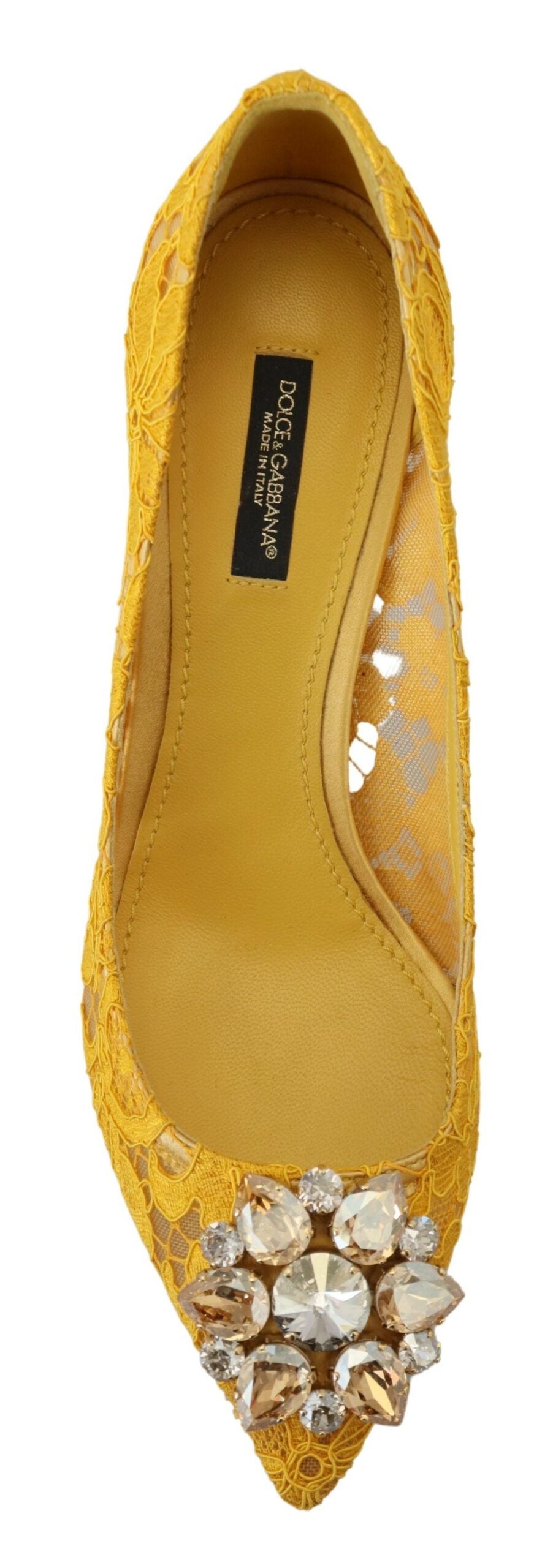 Gelb Taormina Spitze Kristall Heels Pumps Schuhe