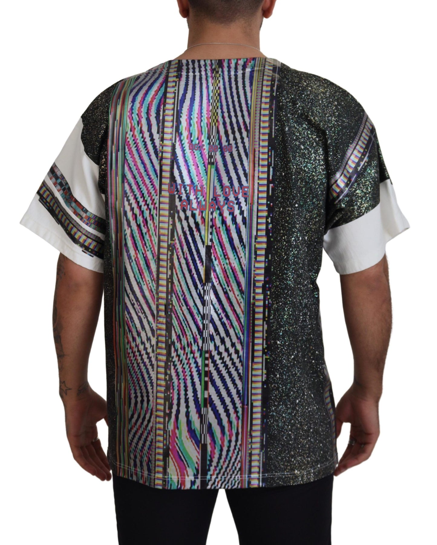 Mehrfarbig gemustertes T-Shirt mit kurzen Ärmeln