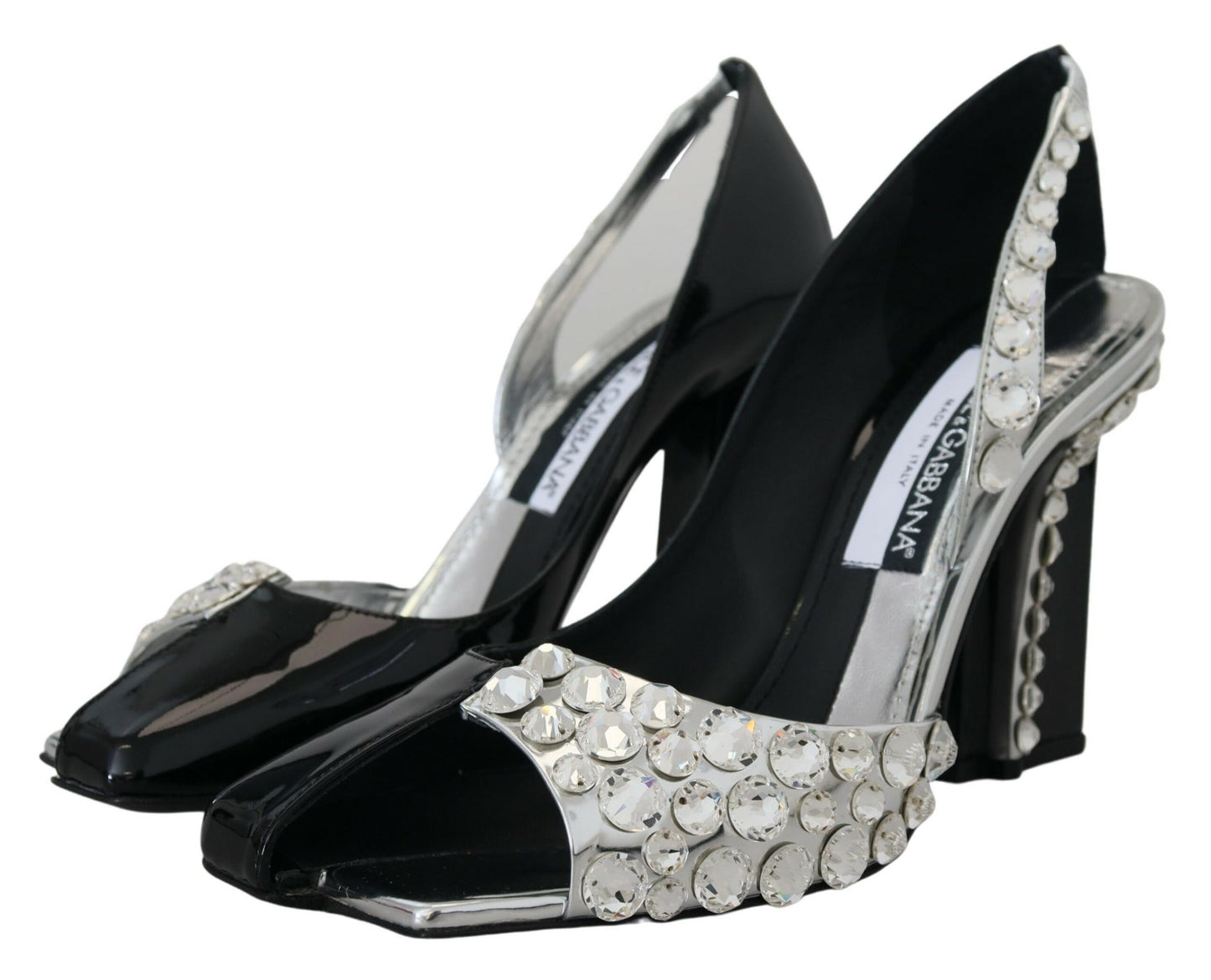 Schwarz Silber Kristall Doppeltes Design High Heels Schuhe