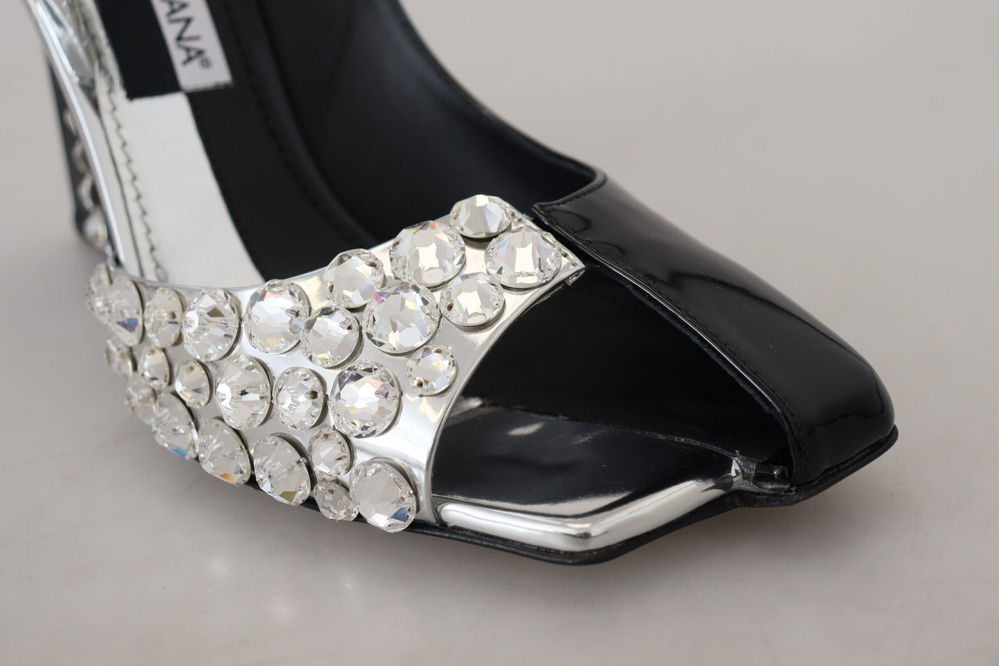 Schwarz Silber Kristall Doppeltes Design High Heels Schuhe