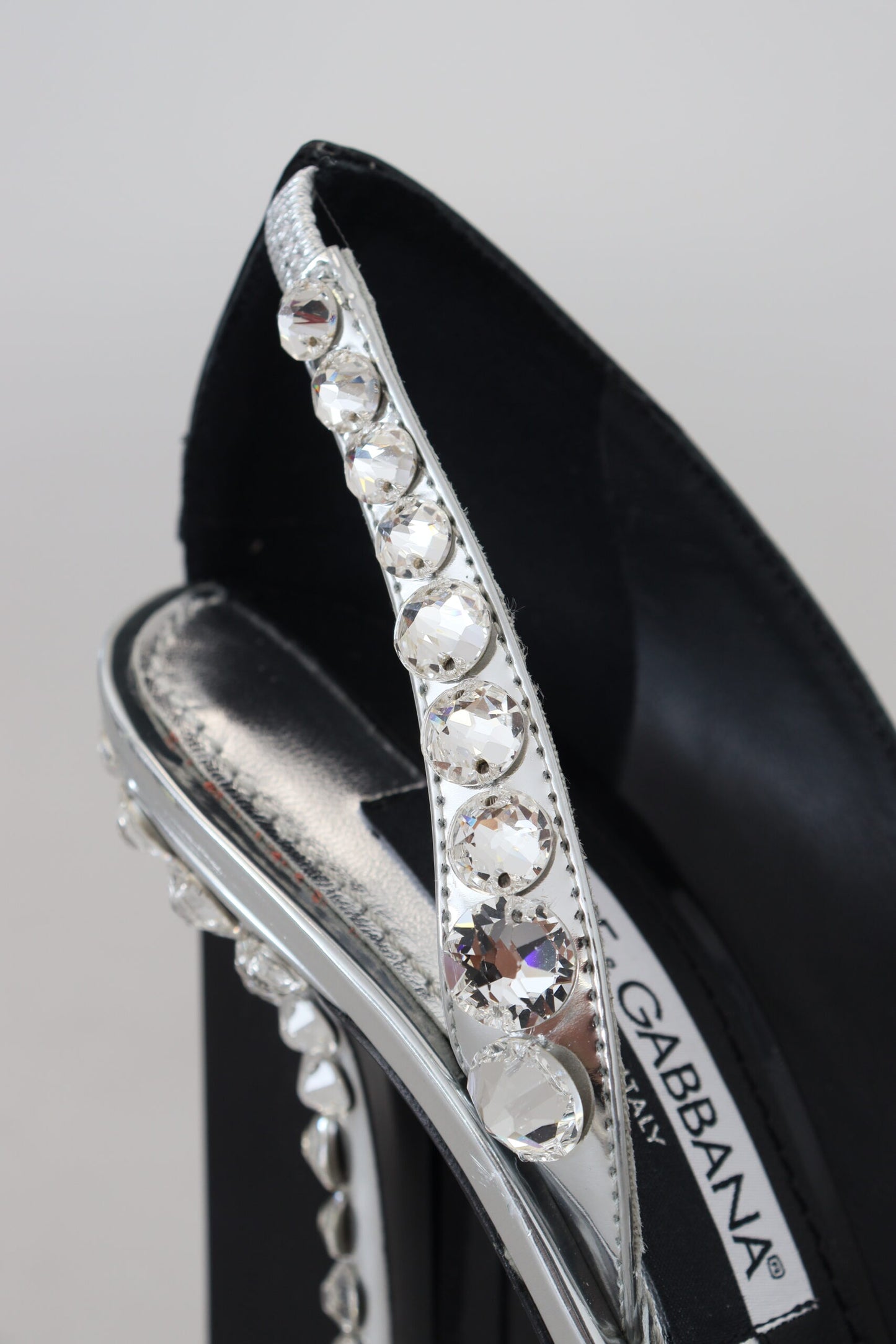 Schwarz Silber Kristall Doppeltes Design High Heels Schuhe