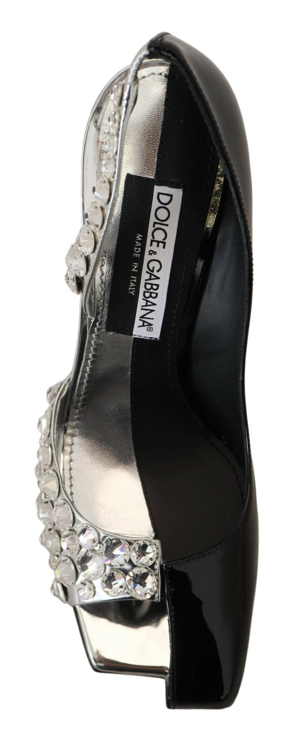 Schwarz Silber Kristall Doppeltes Design High Heels Schuhe
