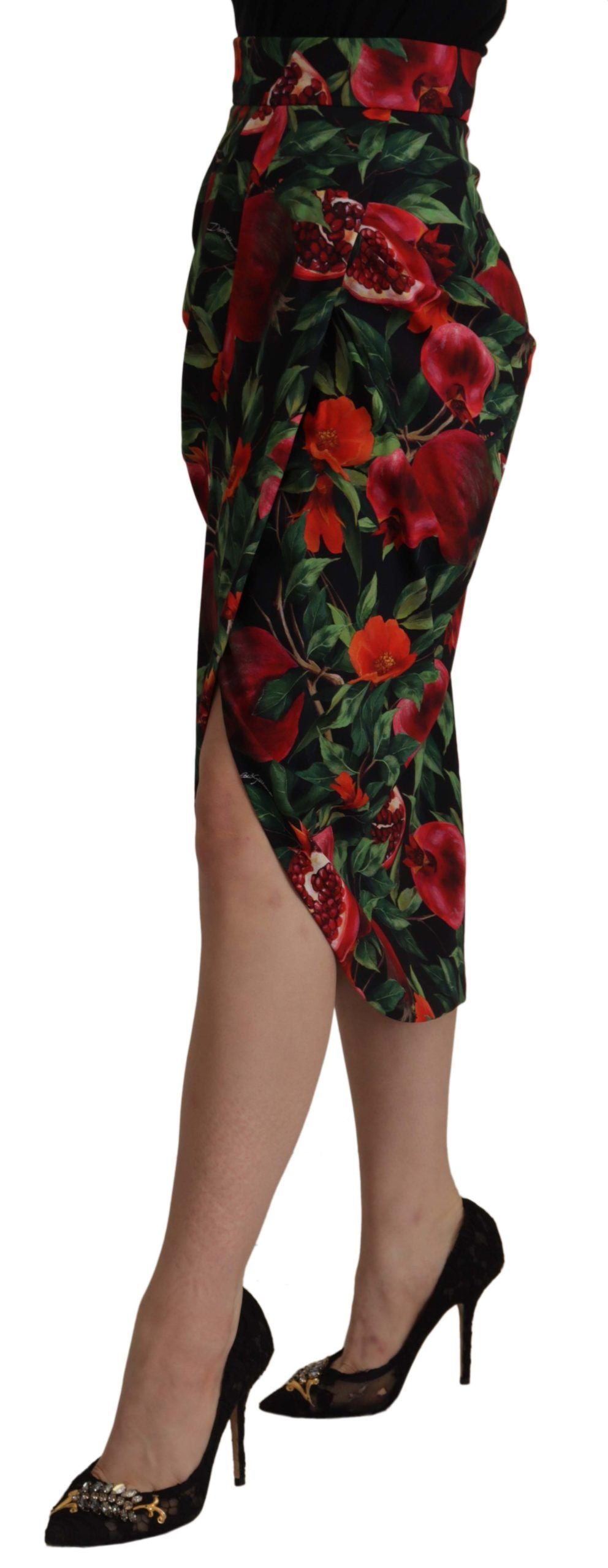 Schwarz-Roter Frucht-Stretch-Wickelrock