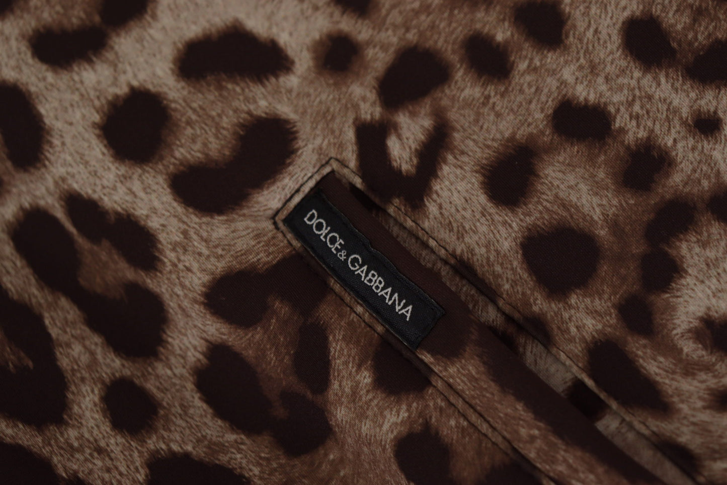 Braune Jacke mit Leopardenmuster und durchgehendem Reißverschluss aus Nylon