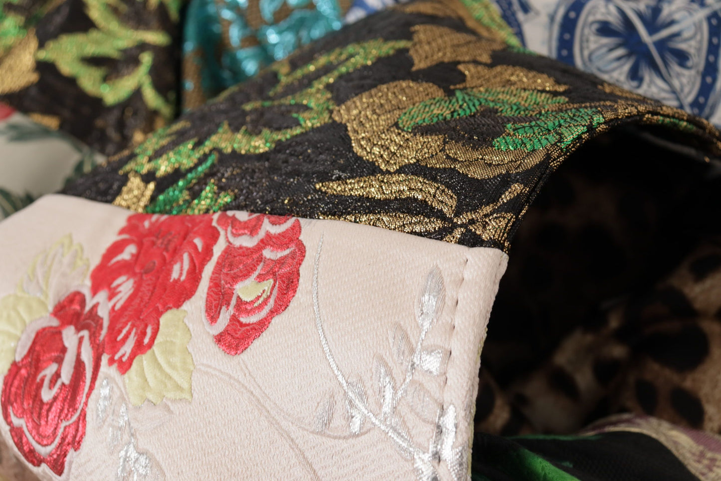Multicolor Übergroße Florale Patchwork Jacquard Jacke Mantel