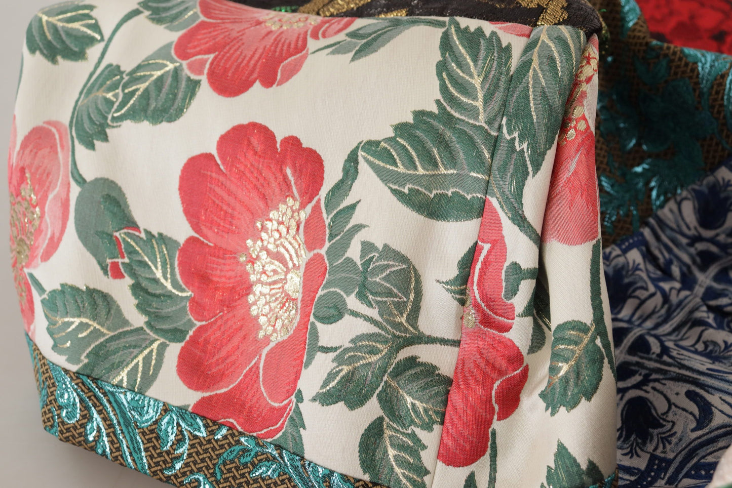 Multicolor Übergroße Florale Patchwork Jacquard Jacke Mantel