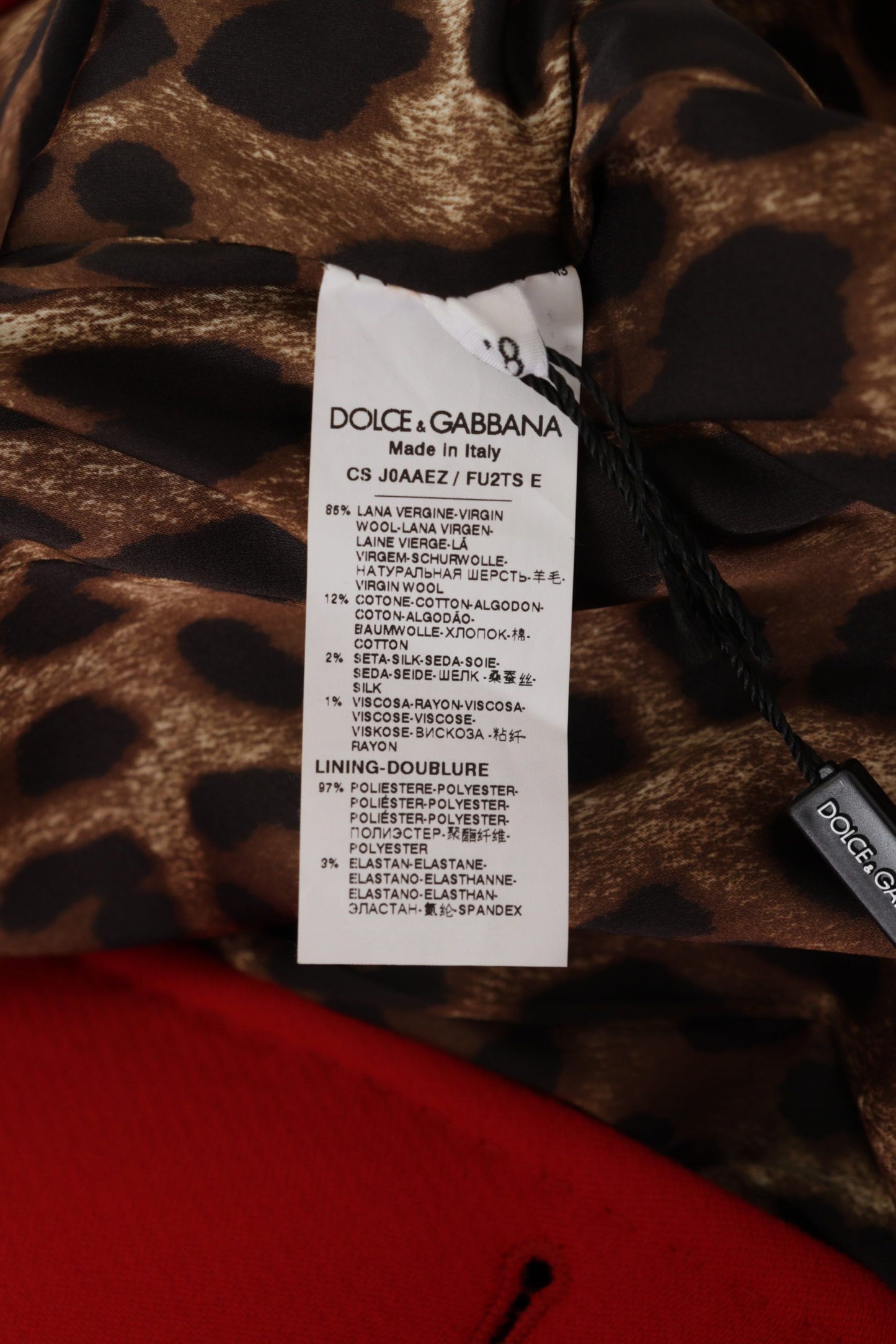 Trenchcoat-Jacke aus Wolle mit rotem Leopardenmuster