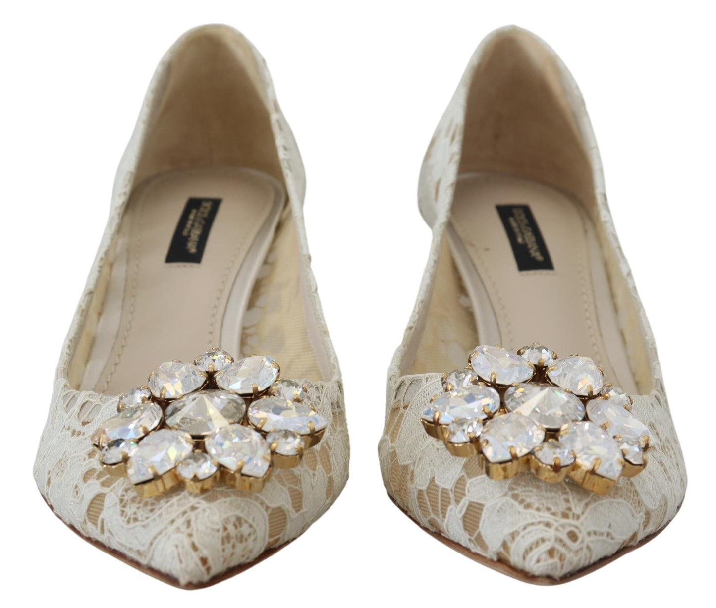 Weiß Taormina Spitze Kristall Heels Pumps Schuhe