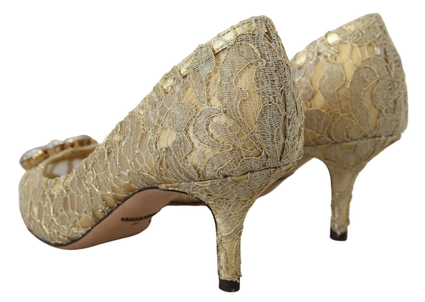 Gold Taormina Spitze Kristall Heels Pumps Schuhe