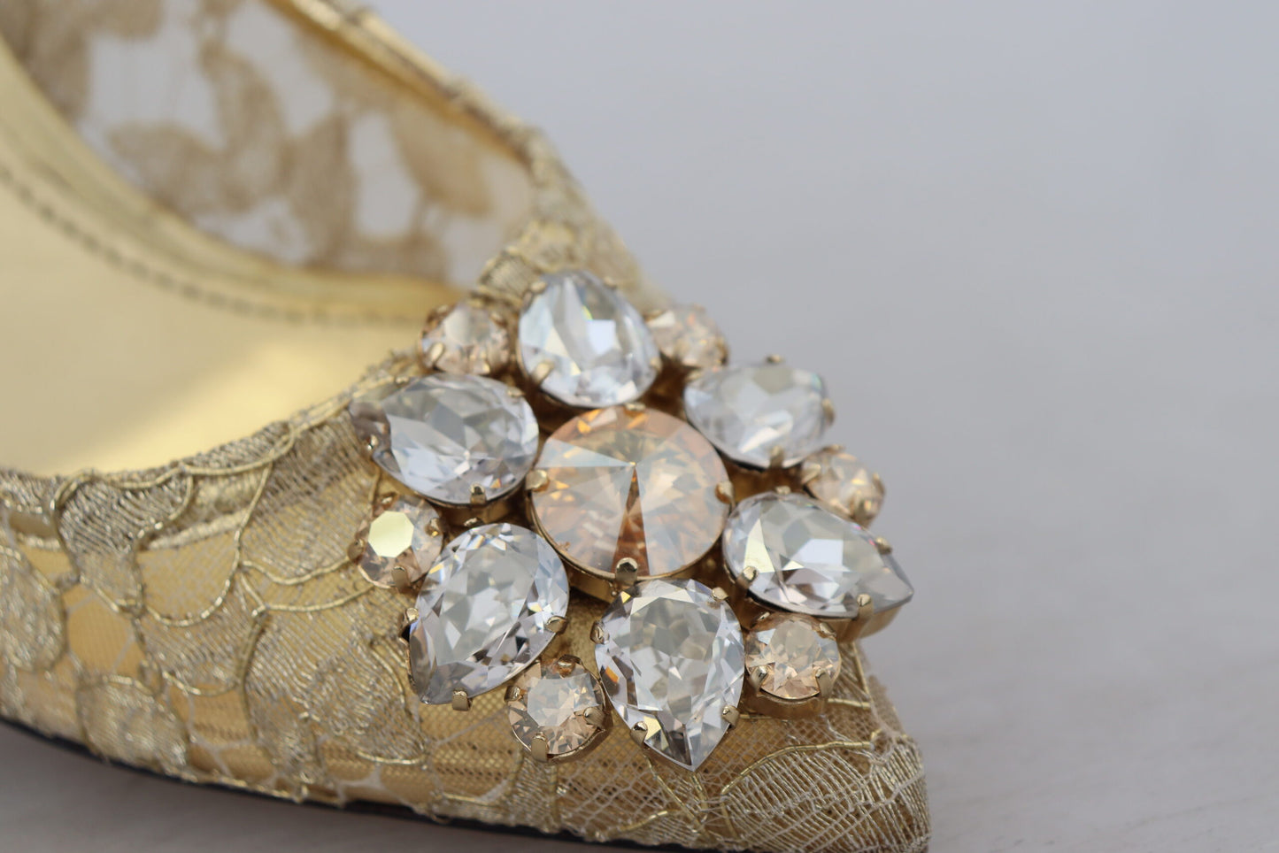 Gold Taormina Spitze Kristall Heels Pumps Schuhe