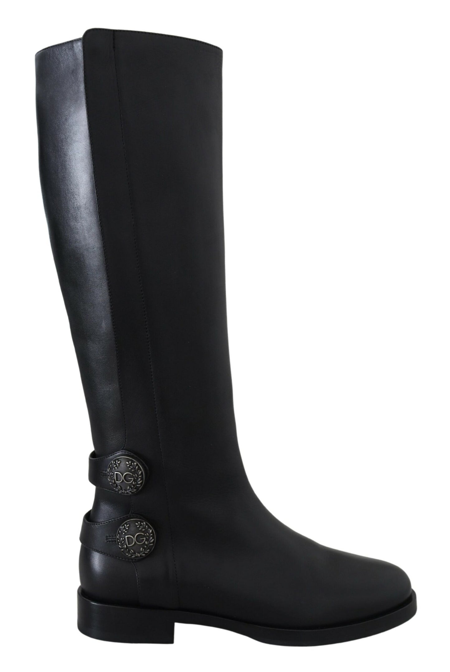 Schwarz Kalbsleder Biker Frauen Stiefel Schuhe