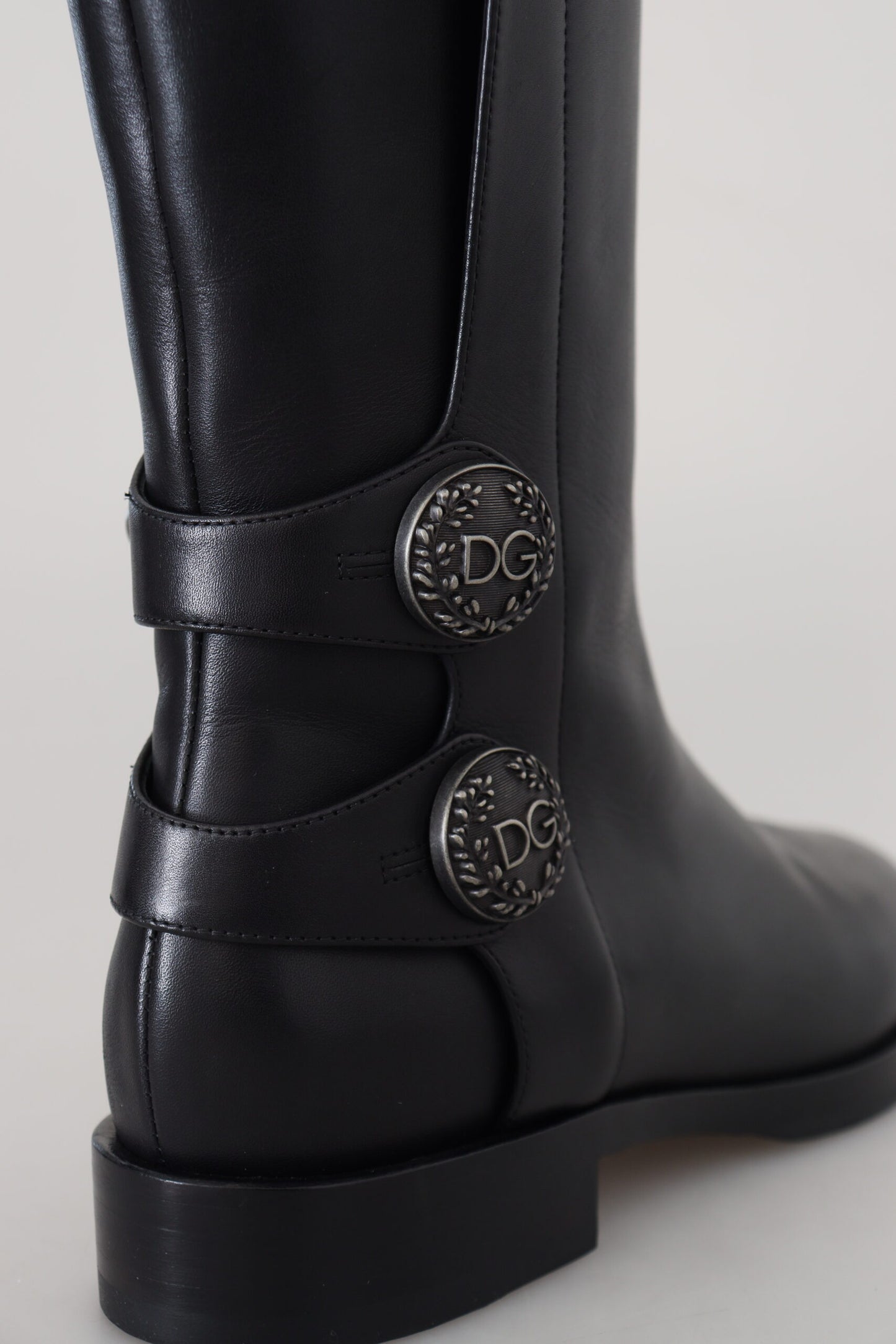 Schwarz Kalbsleder Biker Frauen Stiefel Schuhe