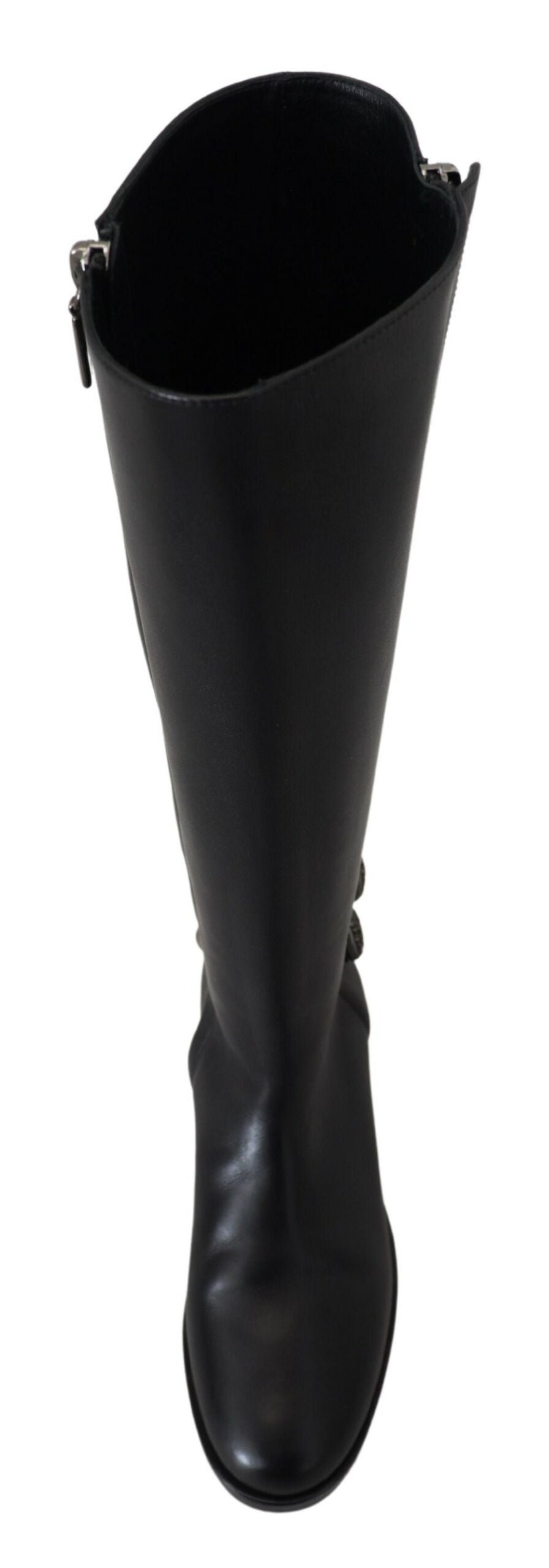 Schwarz Kalbsleder Biker Frauen Stiefel Schuhe