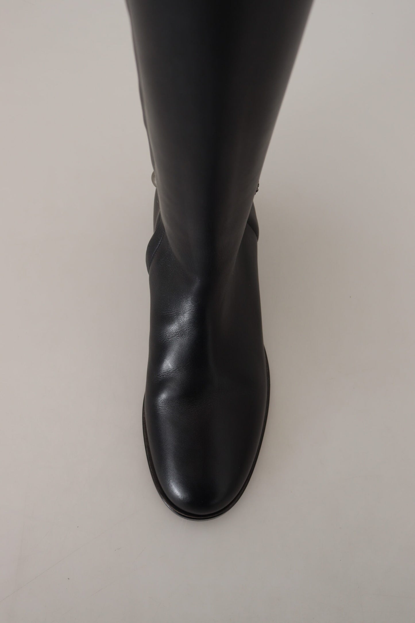 Schwarz Kalbsleder Biker Frauen Stiefel Schuhe