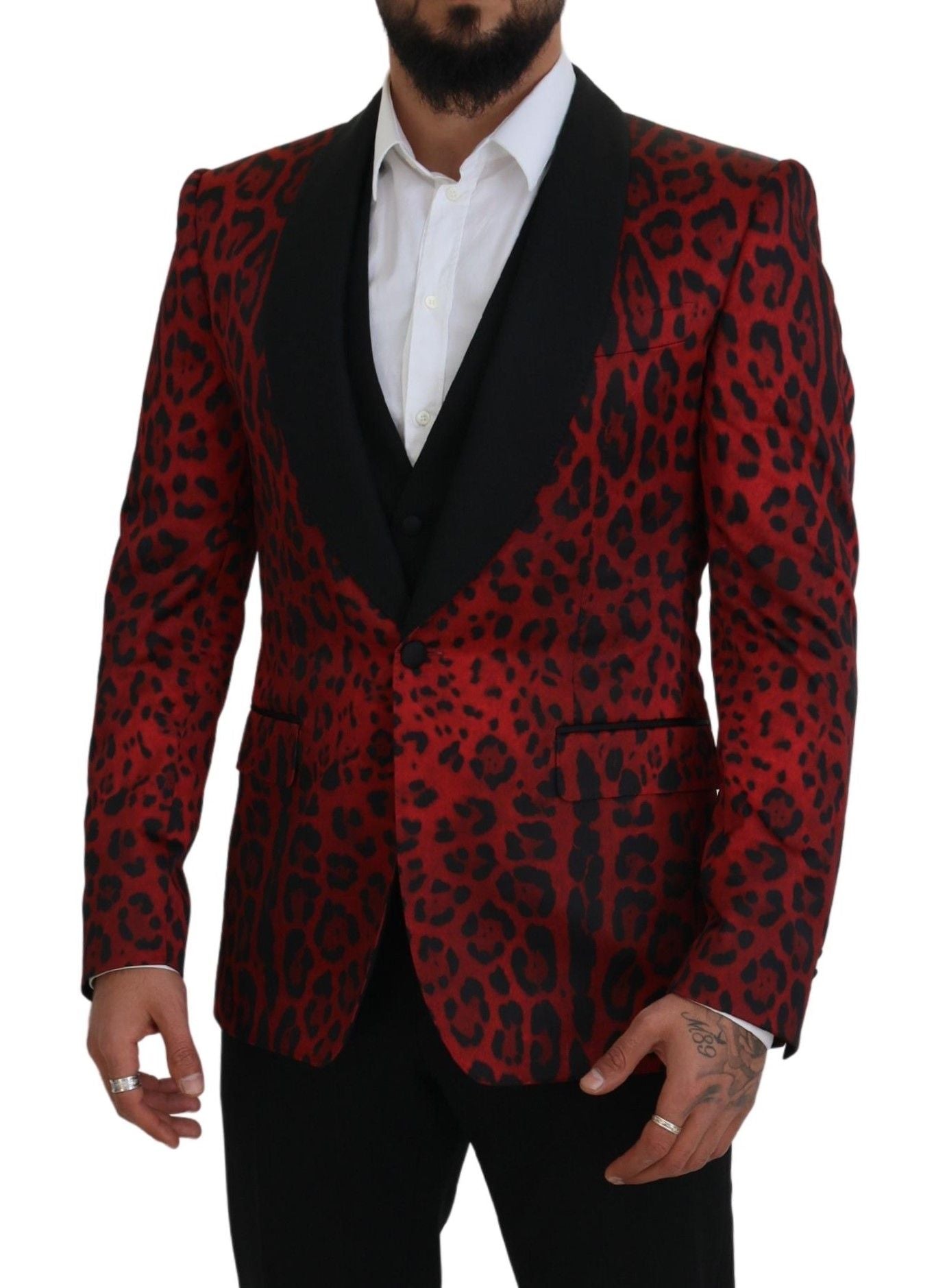 Rotes SICILIA Leopard Formales 3er-Set Anzug