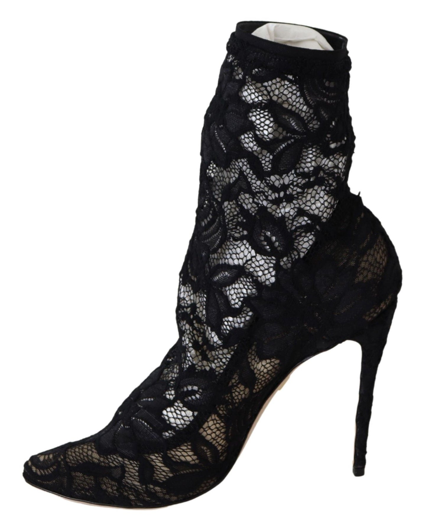 Schwarze Spitze Taormina High Heel Stiefel Schuhe