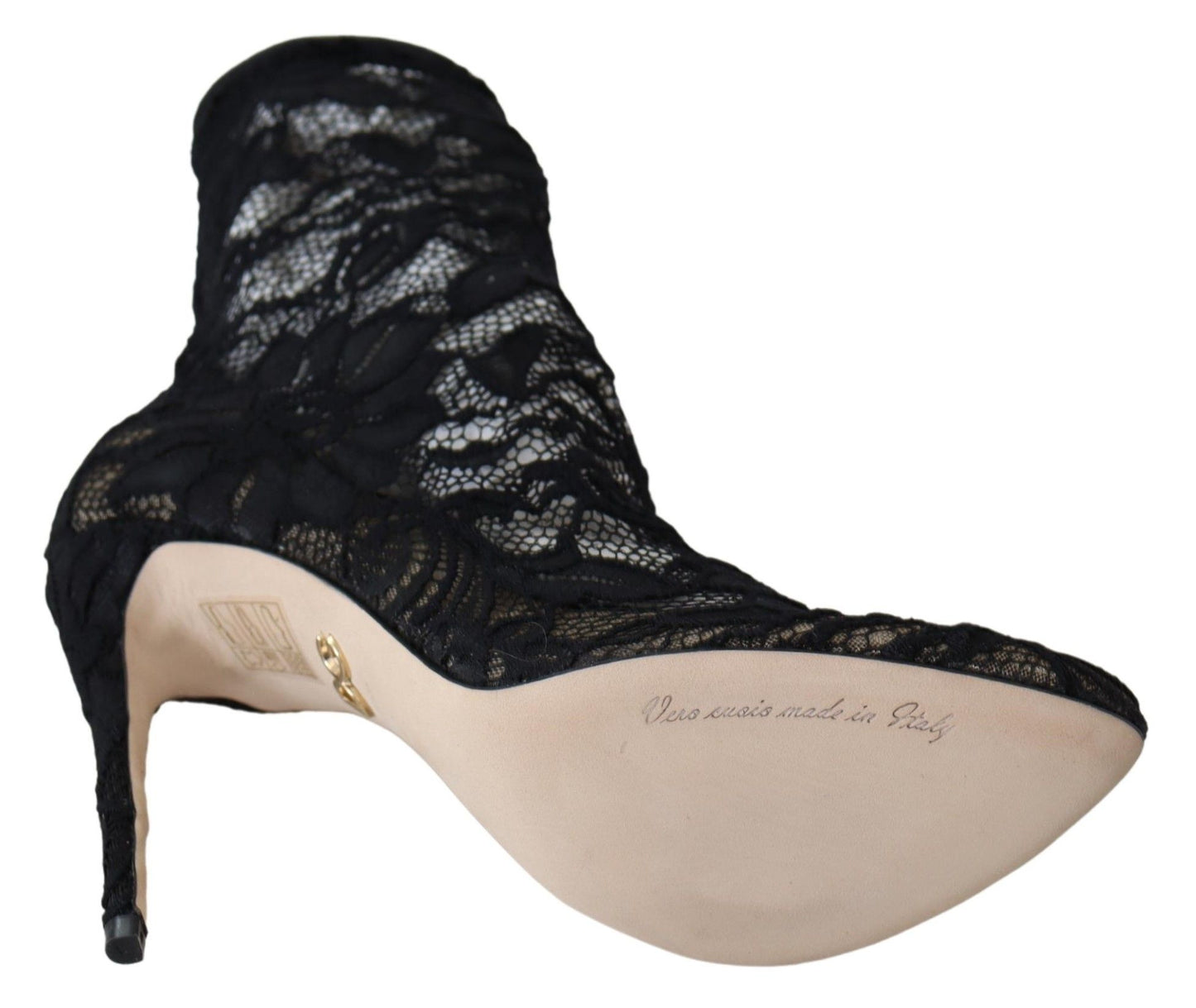 Schwarze Spitze Taormina High Heel Stiefel Schuhe