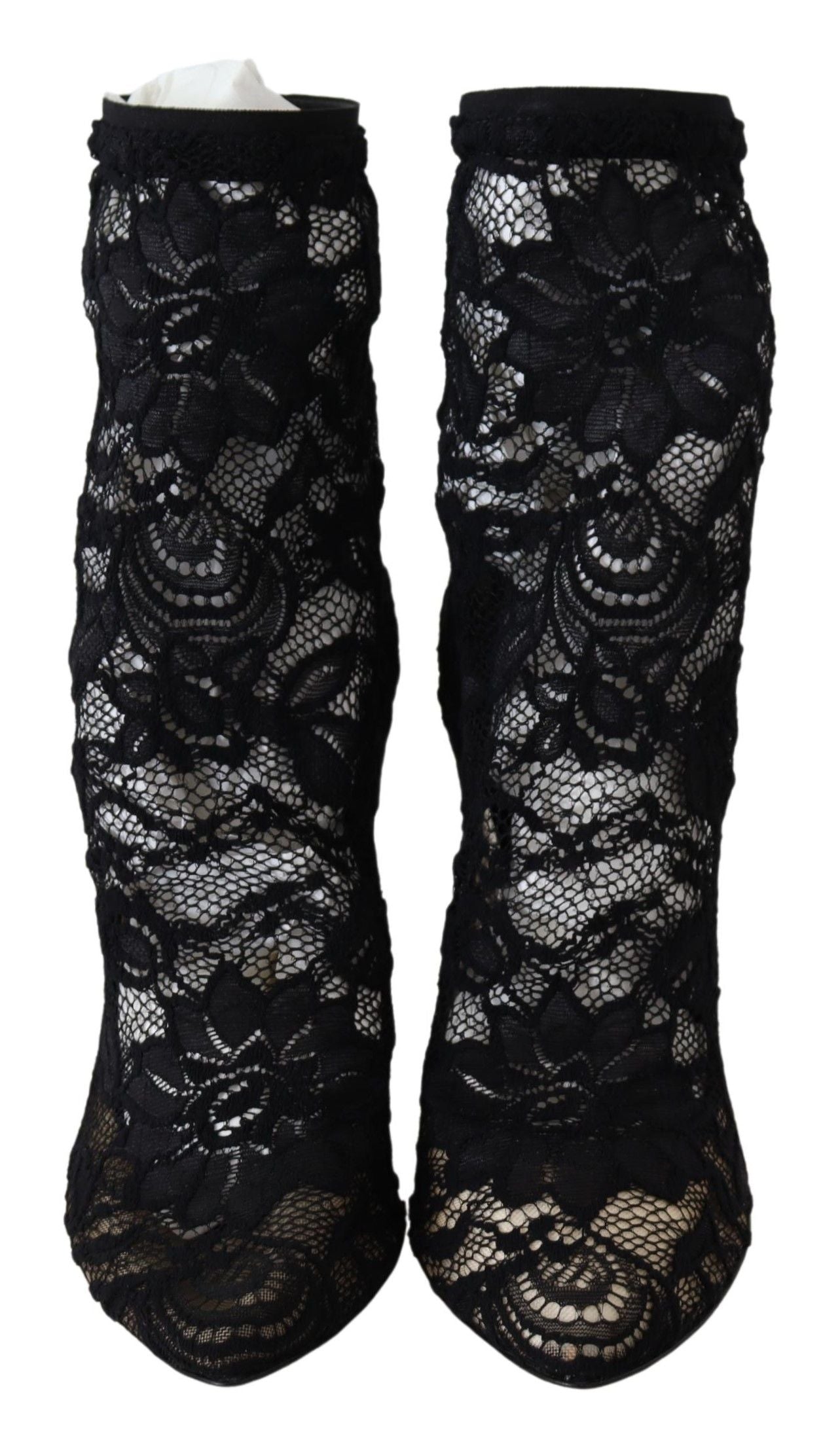 Schwarze Spitze Taormina High Heel Stiefel Schuhe