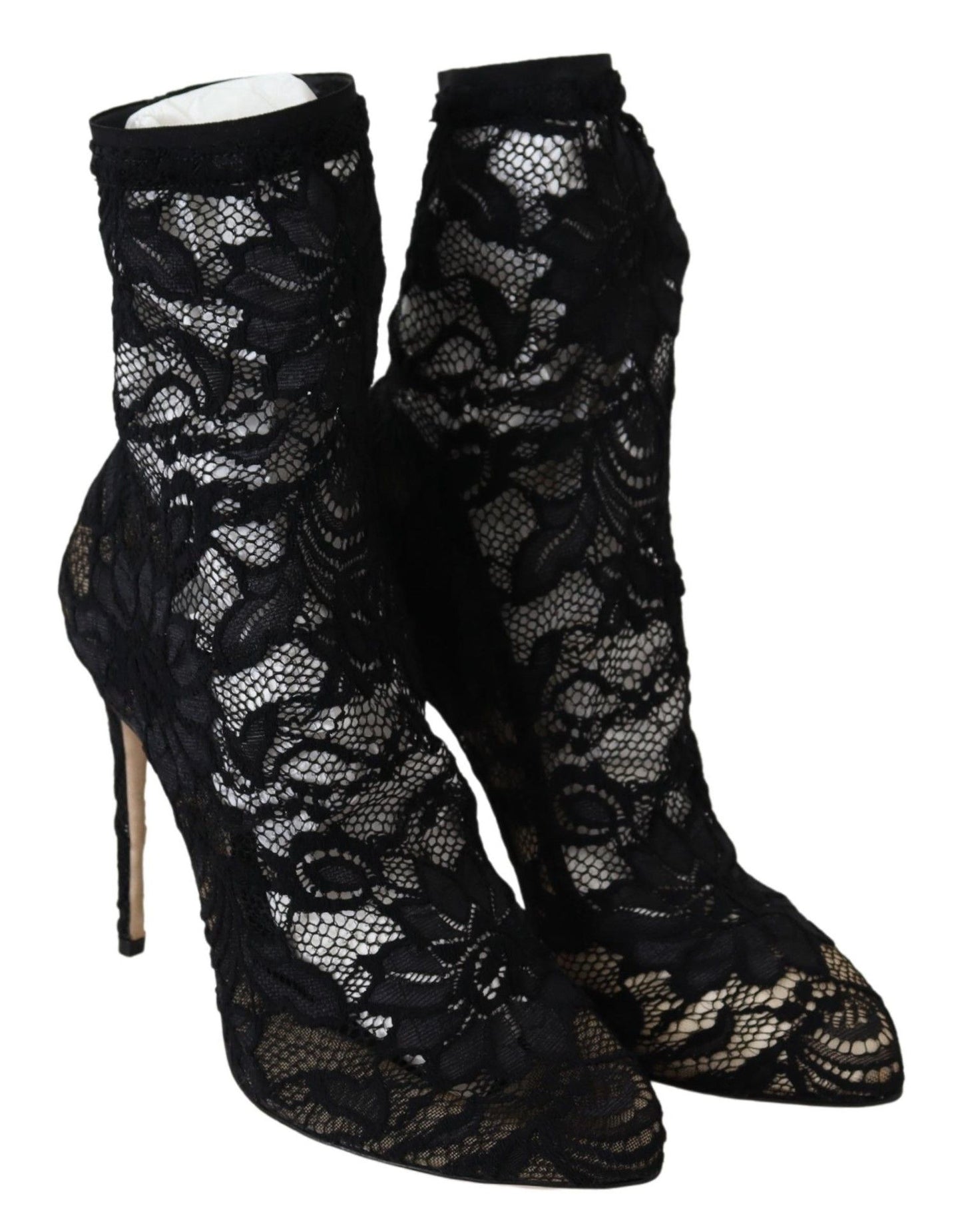Schwarze Spitze Taormina High Heel Stiefel Schuhe