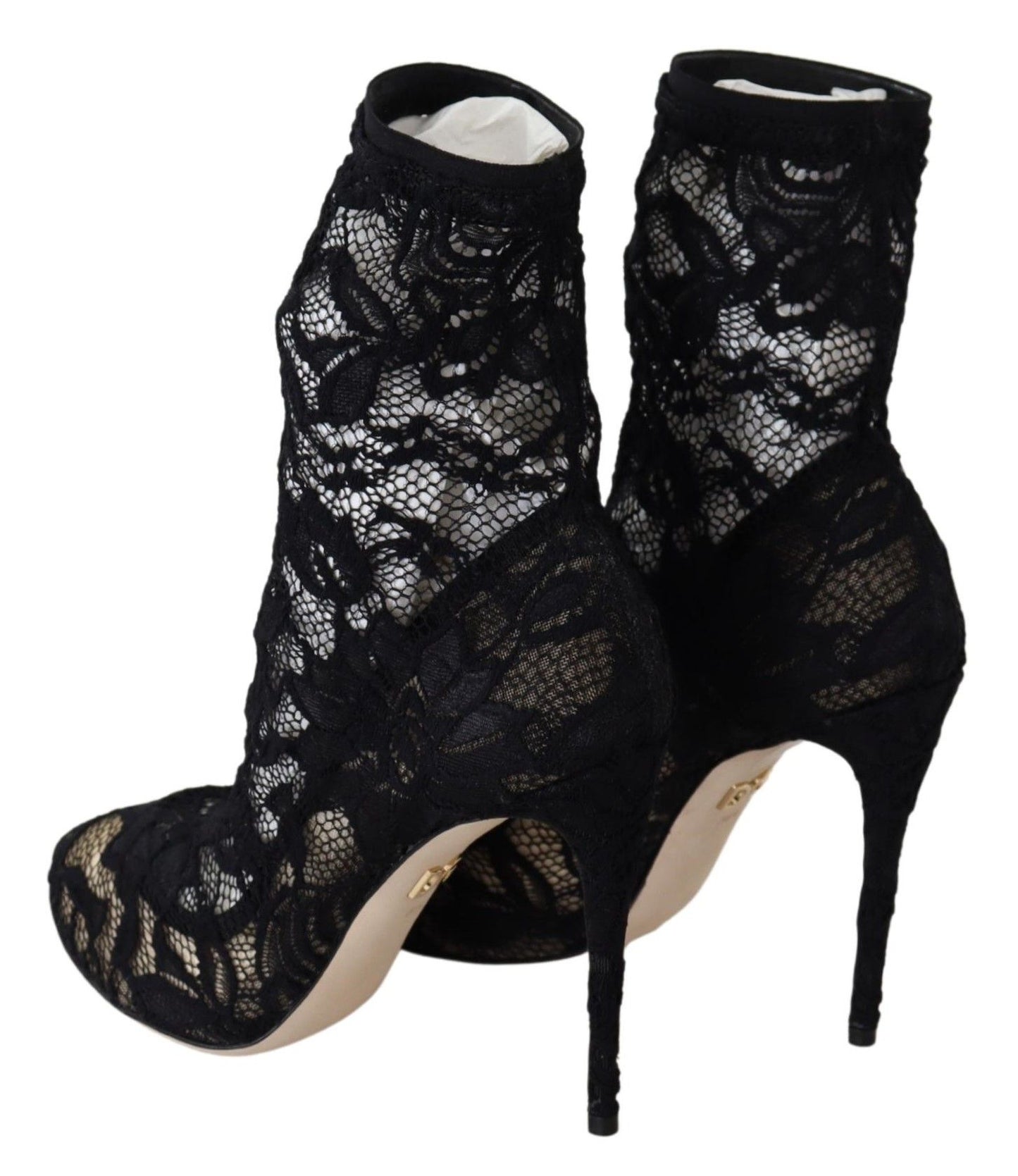 Schwarze Spitze Taormina High Heel Stiefel Schuhe