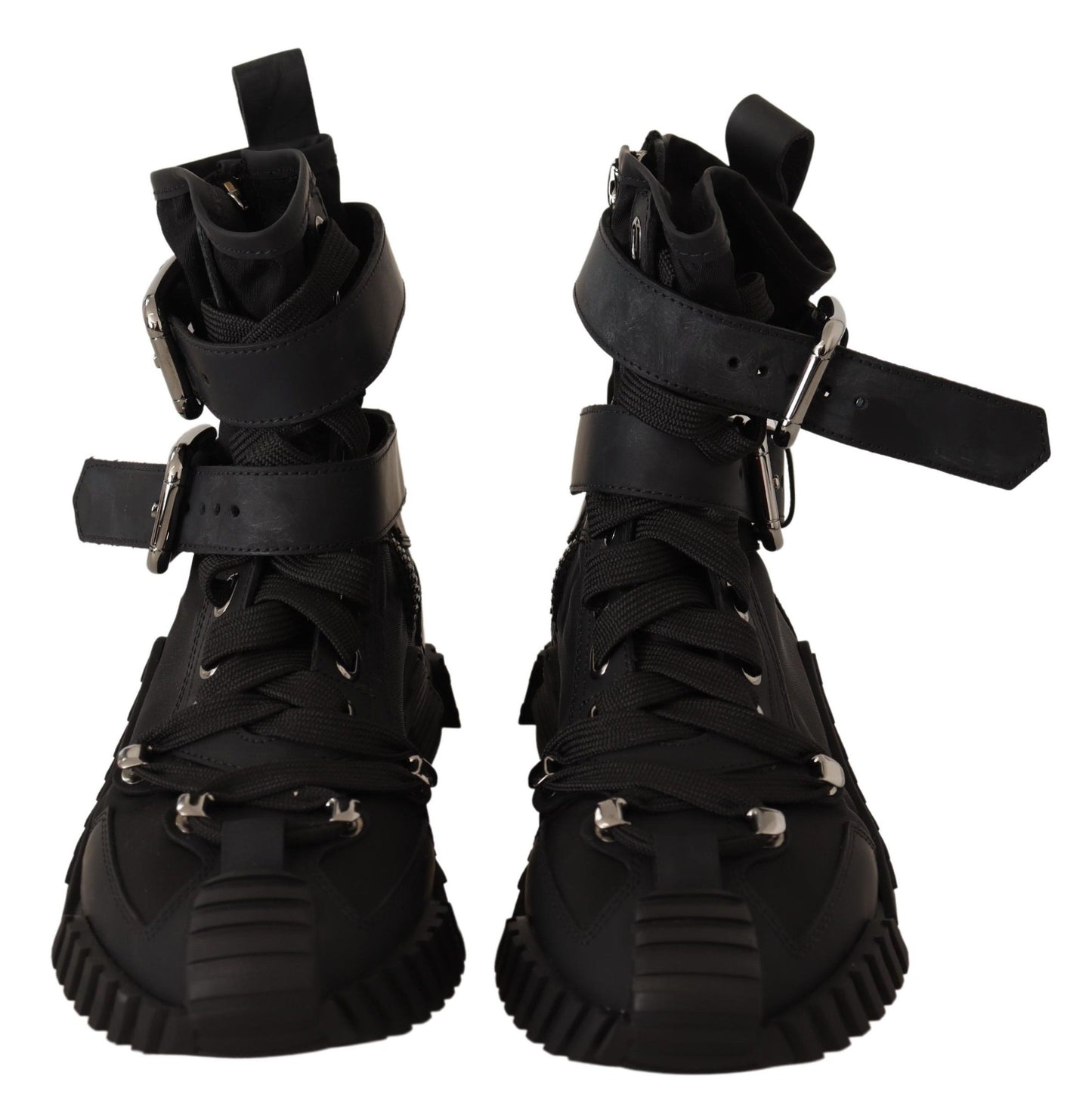 Schwarze Trekkingstiefel High Cut Sneakers Schuhe