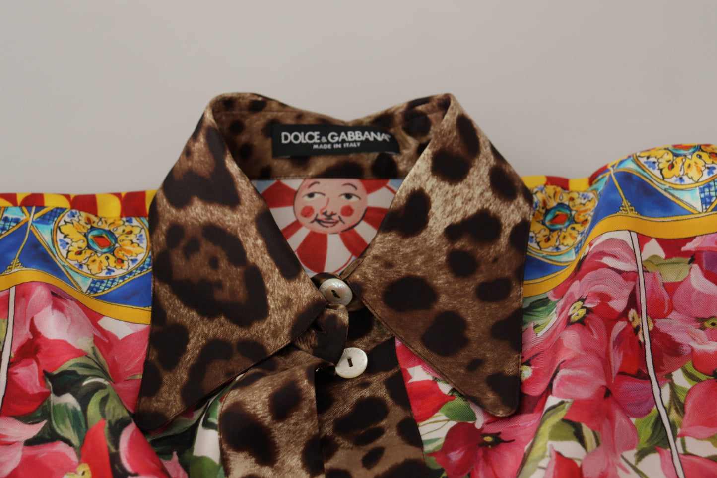Multicolor Majolika Floral Seidenhemd Bluse