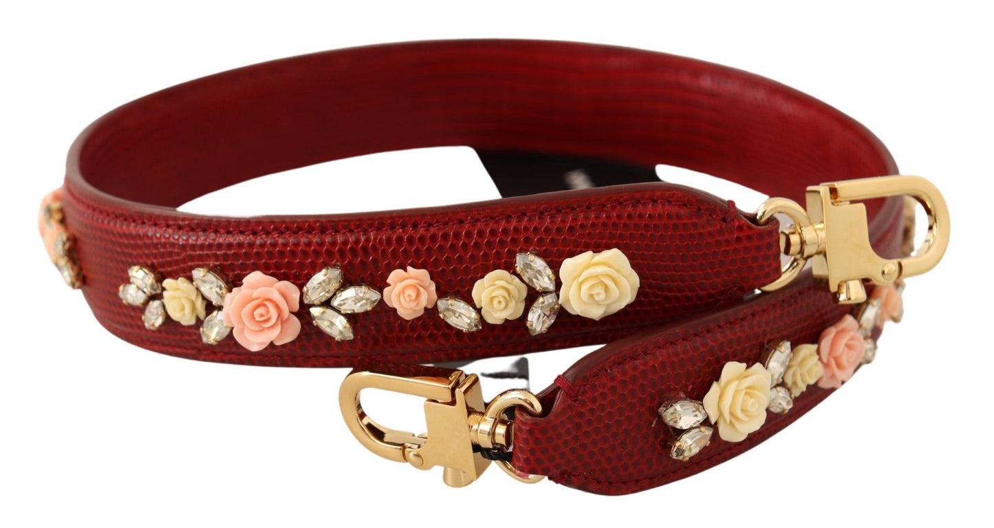 Rote florale Kristalle Exotische Ledertasche Schulterriemen