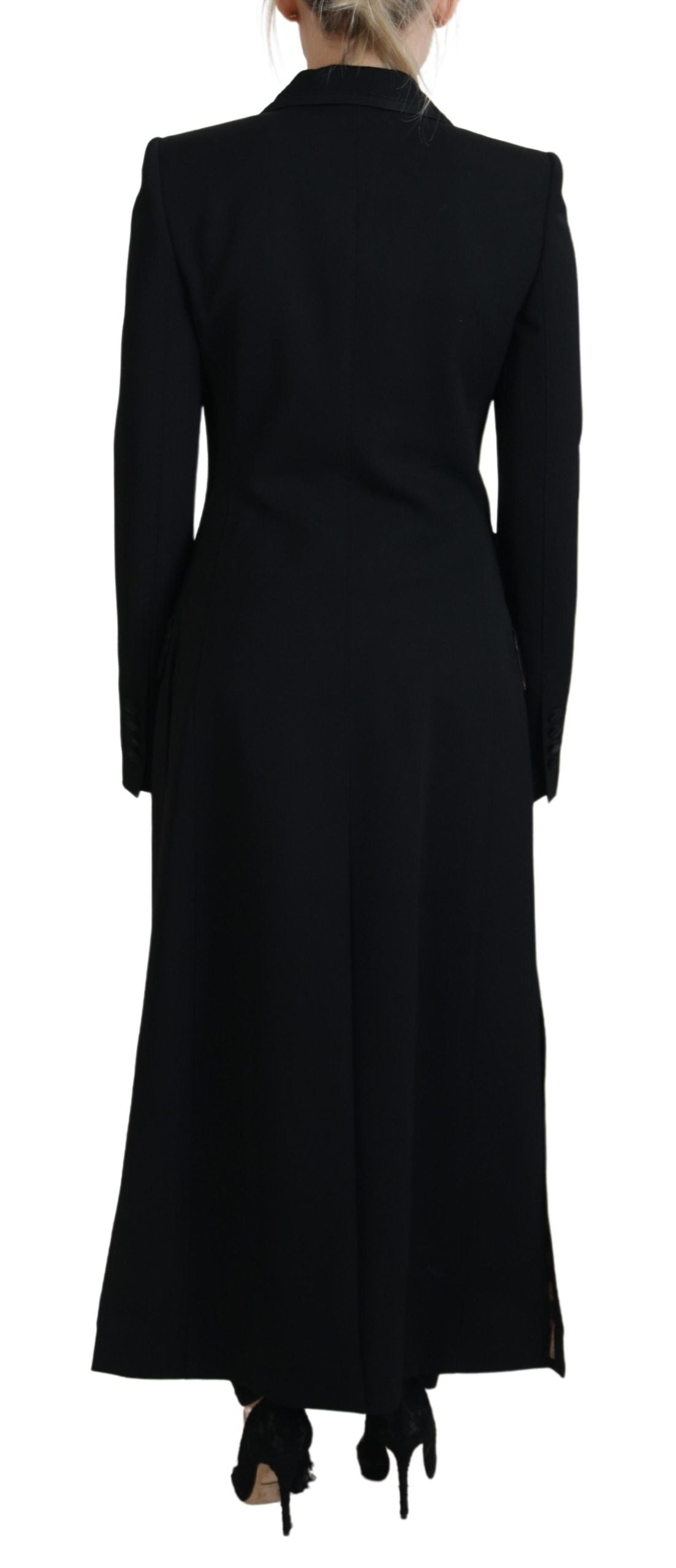 Schwarzer einreihiger Mantel Polyesterjacke
