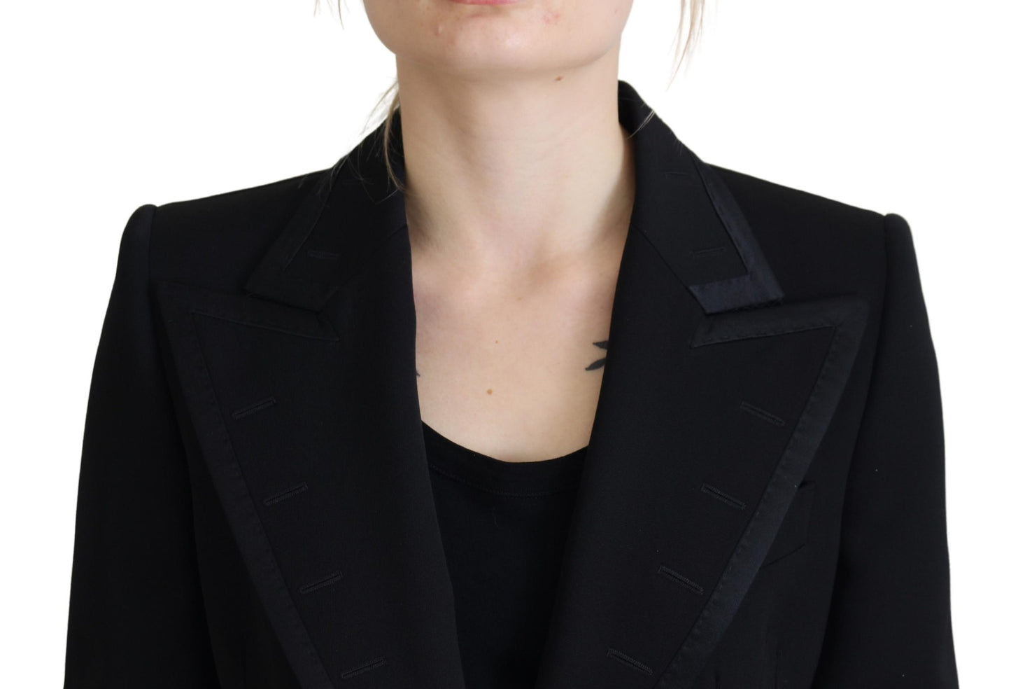 Schwarzer einreihiger Mantel Polyesterjacke