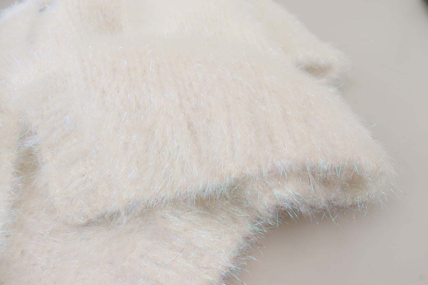 Weiße langärmelige Fransen Strickjacke