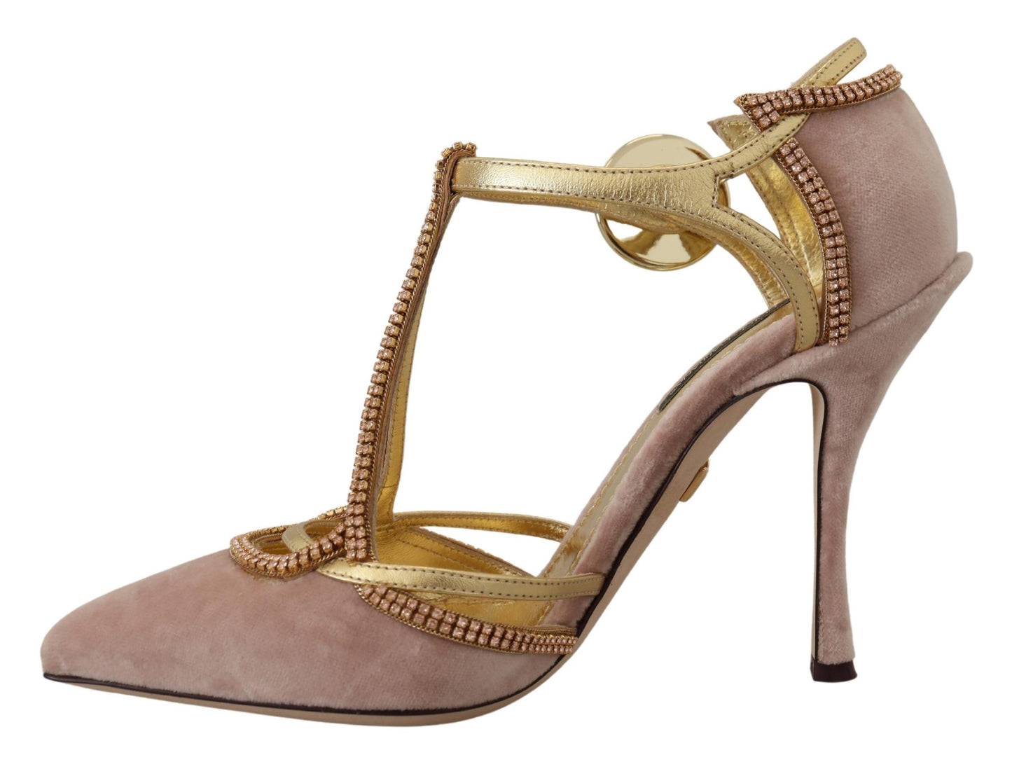 Rosa Kristall T-strap Heels Pumps Schuhe