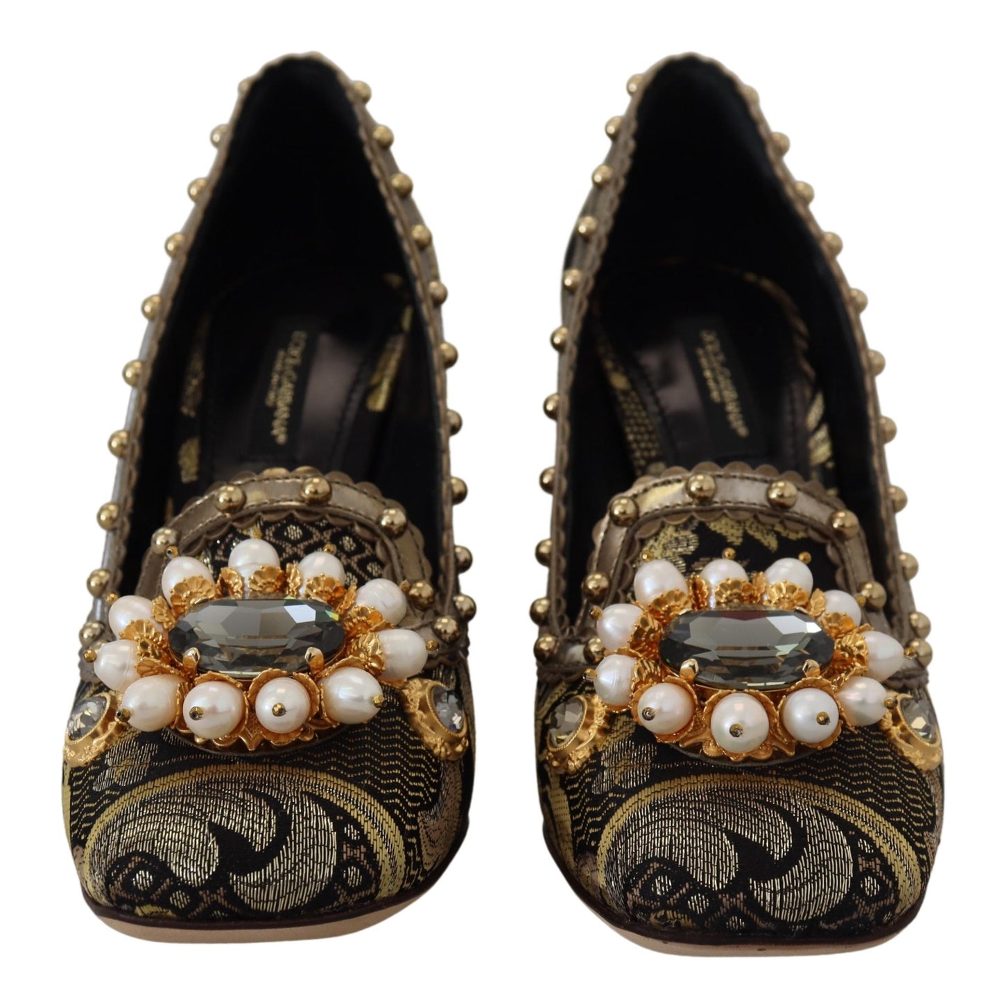 Gold Kristall Quadratische Zehe Brokat Pumps Schuhe