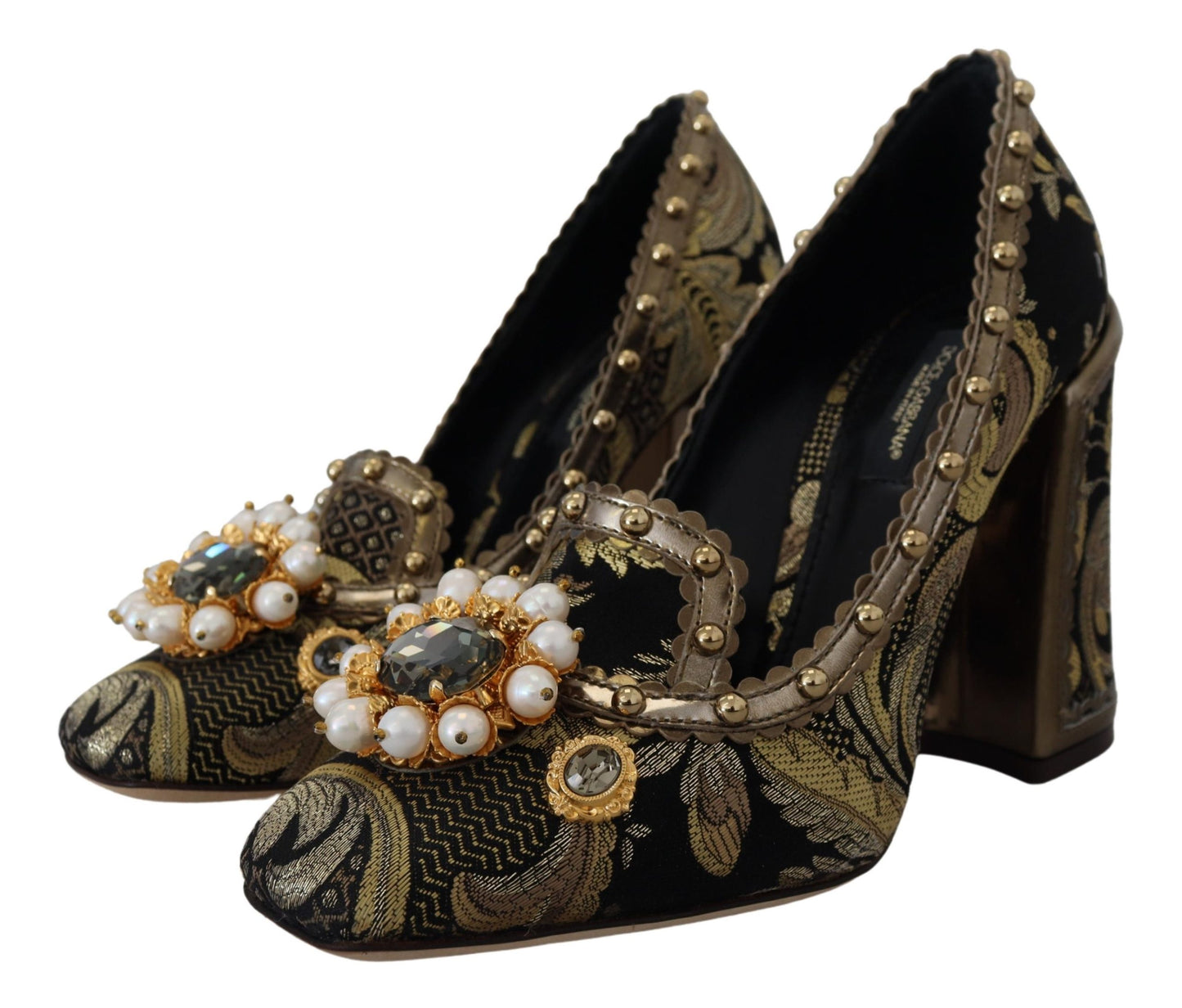 Gold Kristall Quadratische Zehe Brokat Pumps Schuhe
