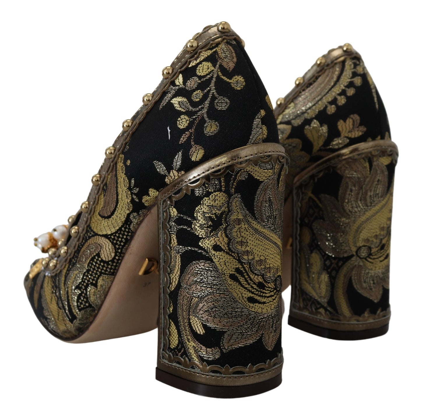 Gold Kristall Quadratische Zehe Brokat Pumps Schuhe