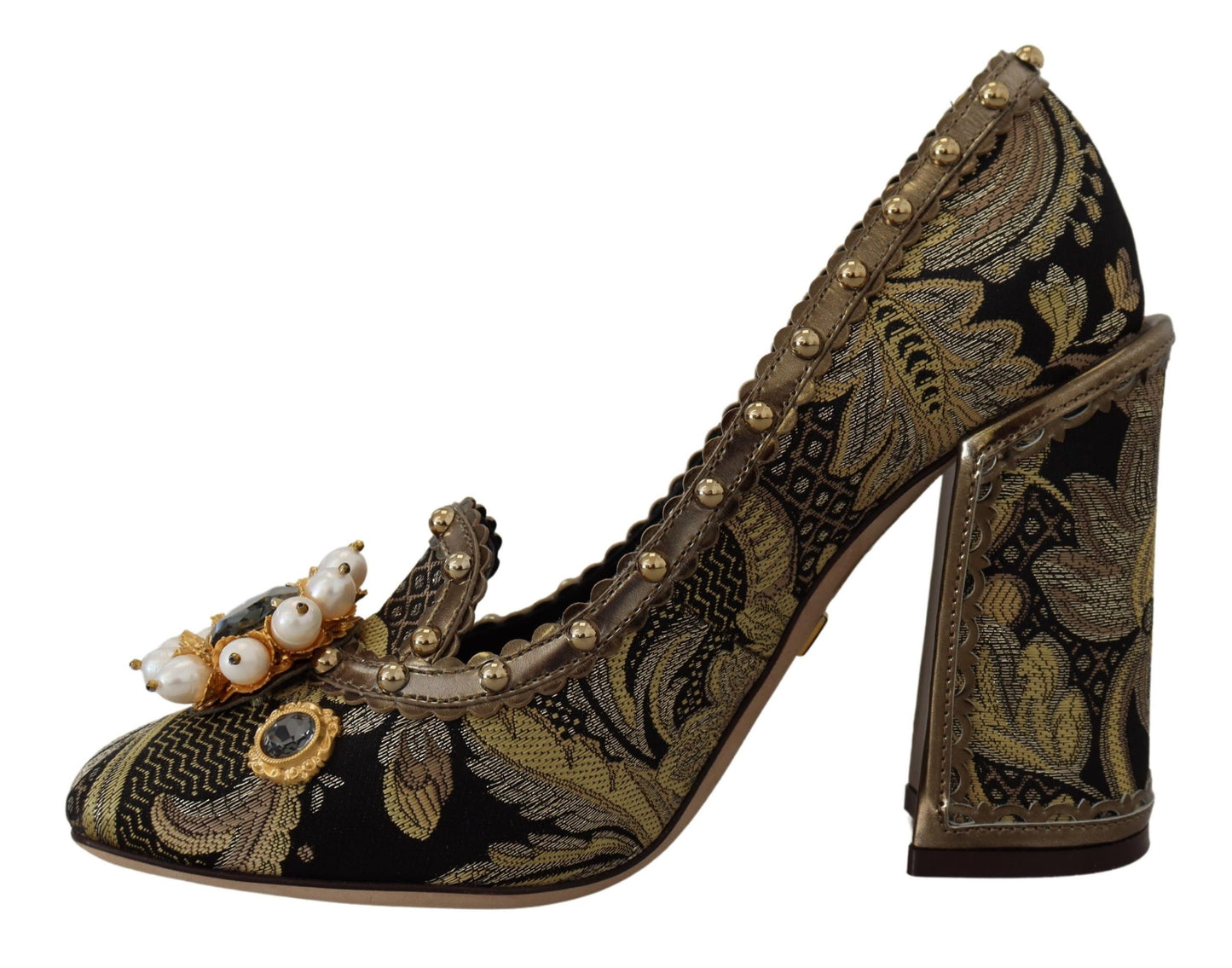 Gold Kristall Quadratische Zehe Brokat Pumps Schuhe