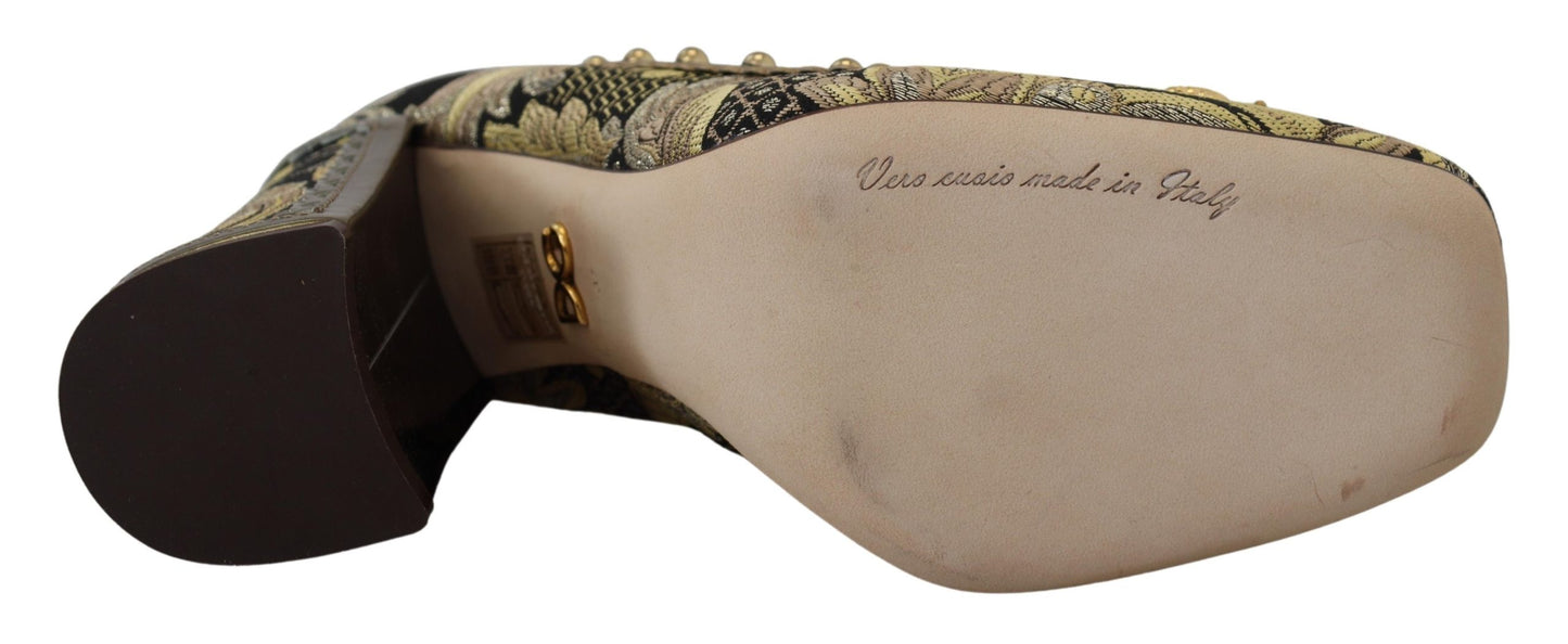 Gold Kristall Quadratische Zehe Brokat Pumps Schuhe