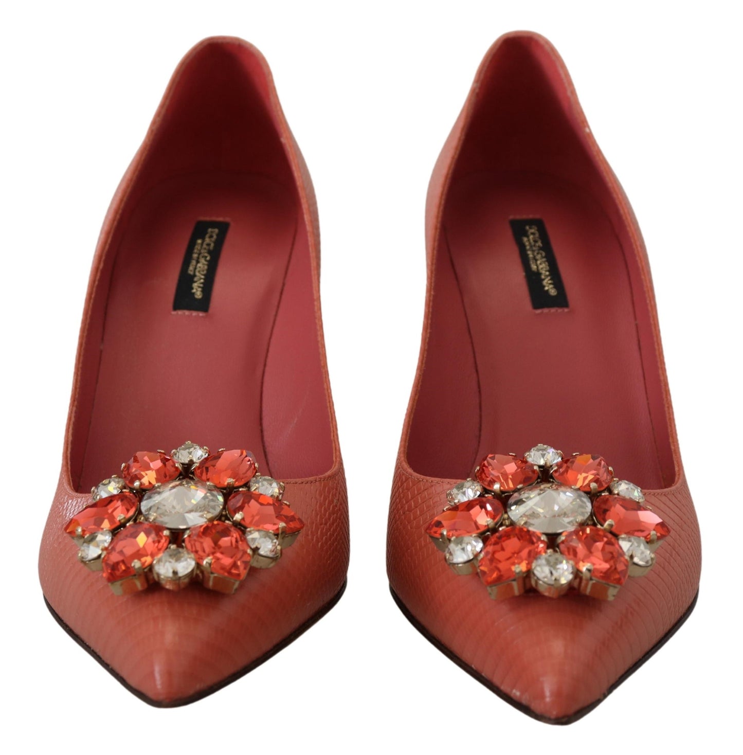 Rosa Exotische Leder Kristall Absätze Pumps Schuhe