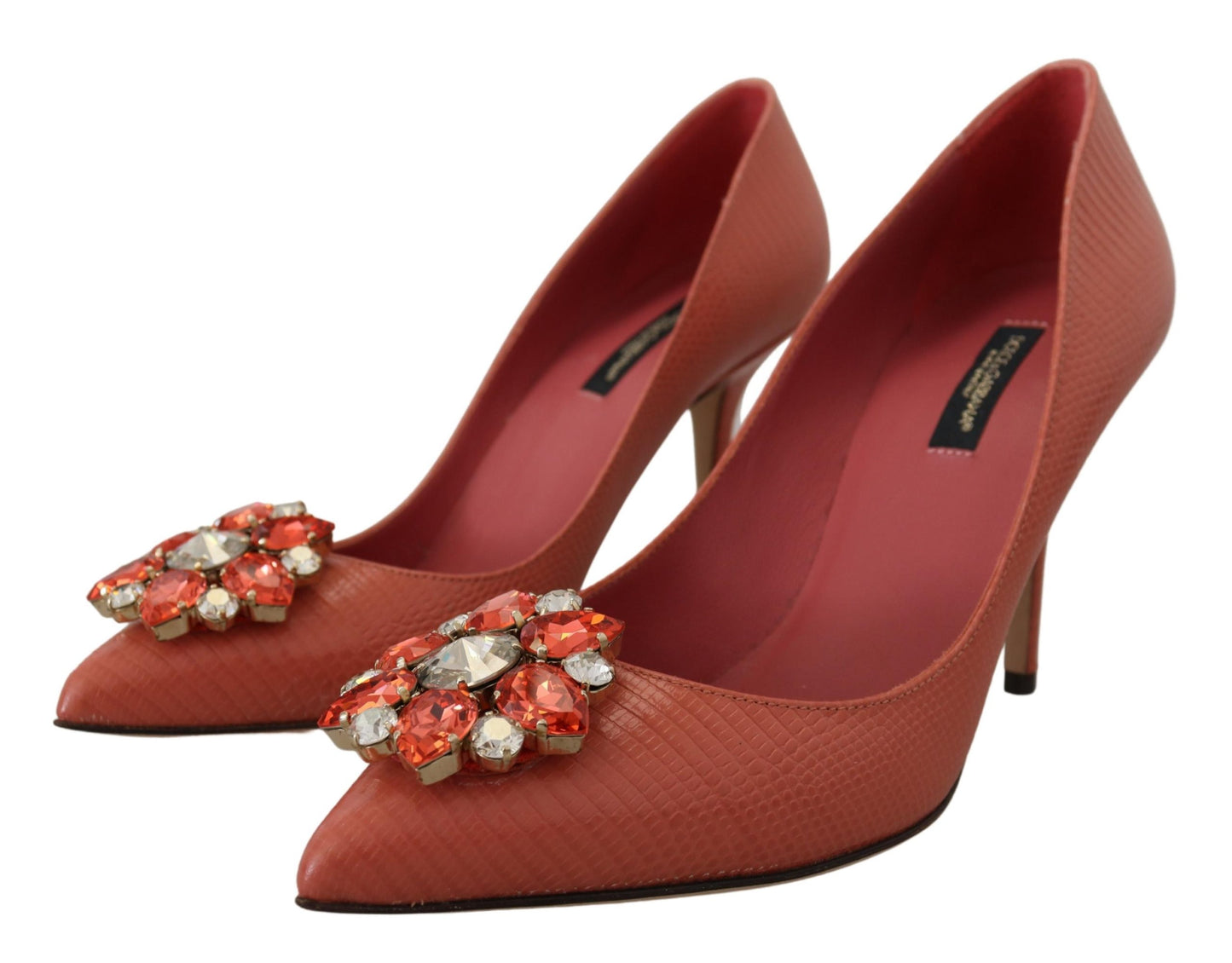 Rosa Exotische Leder Kristall Absätze Pumps Schuhe