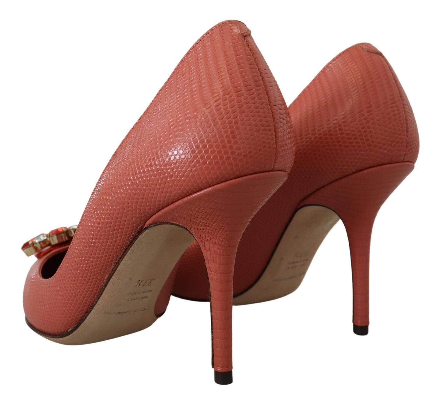 Rosa Exotische Leder Kristall Absätze Pumps Schuhe