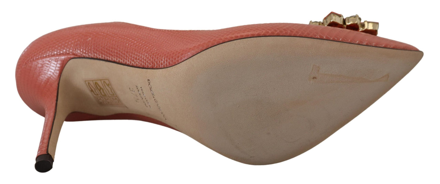 Rosa Exotische Leder Kristall Absätze Pumps Schuhe