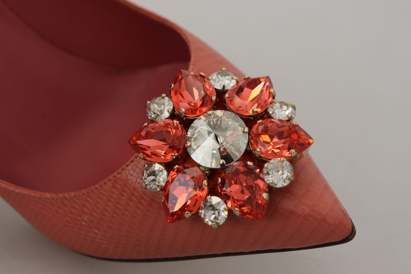 Rosa Exotische Leder Kristall Absätze Pumps Schuhe