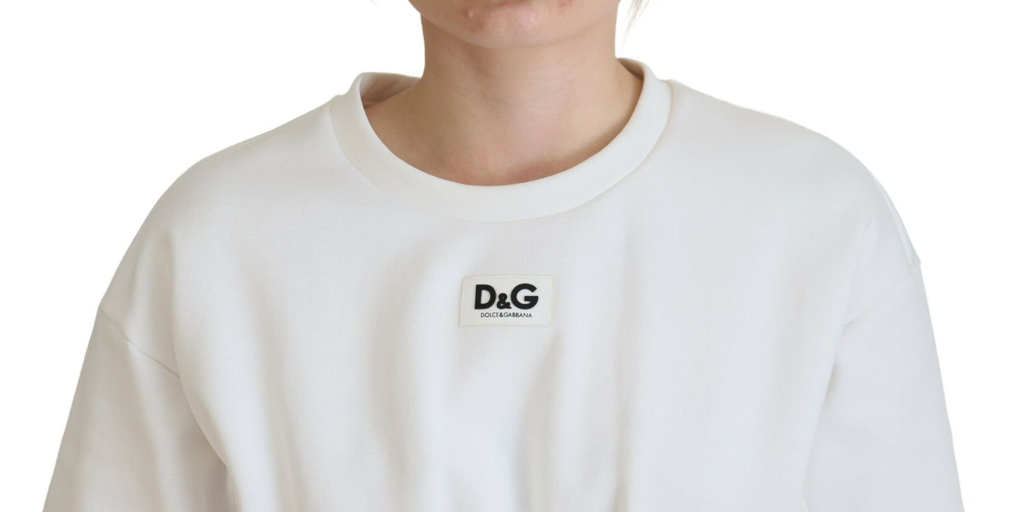 Weißes Korsett Stretch-Baumwoll-T-Shirt
