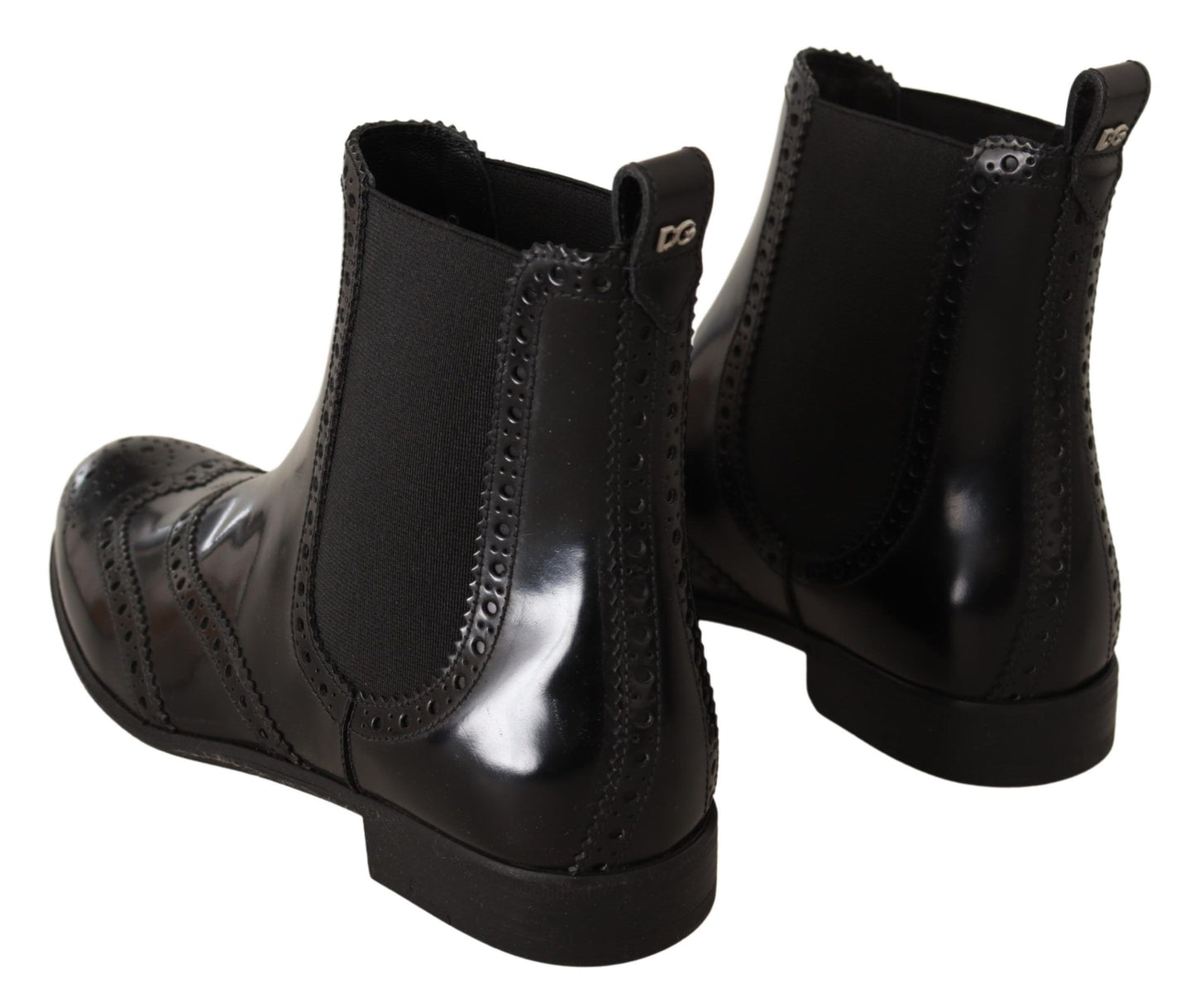 Schwarz Leder Knöchel hohe flache Stiefel Schuhe