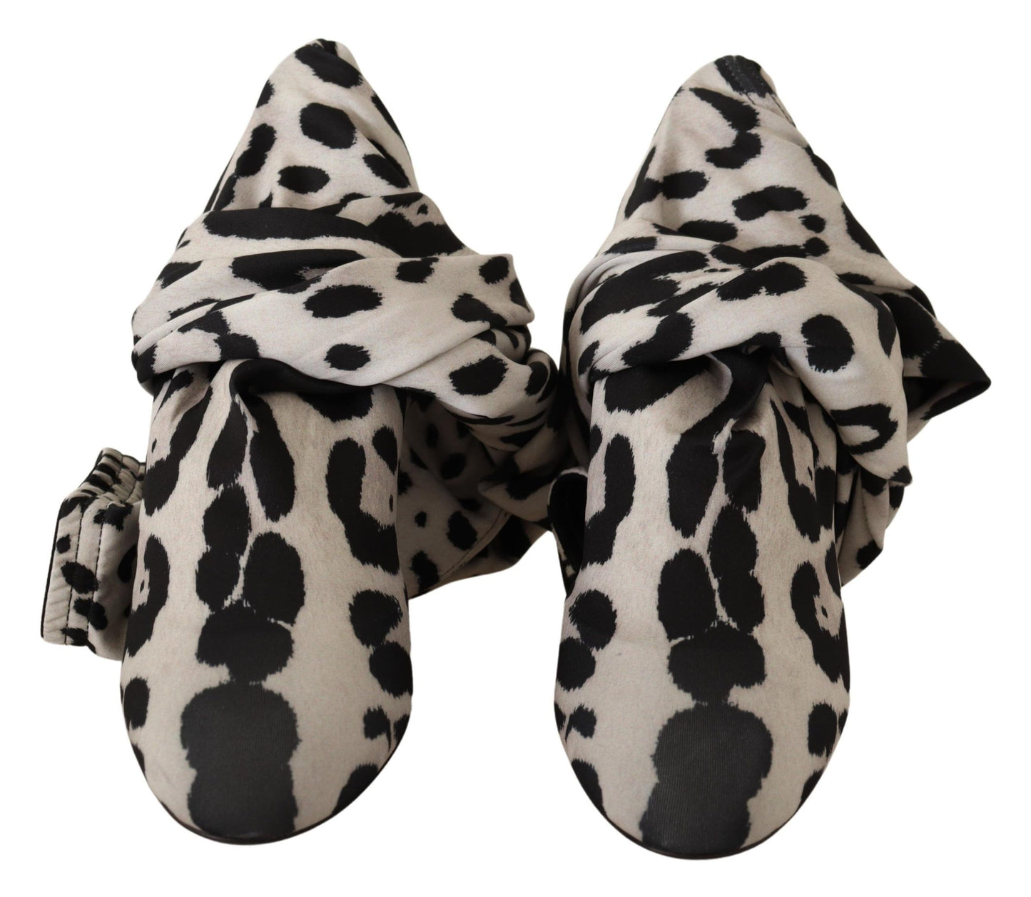 Weiß Schwarz Leopard Stretch Langstiefel