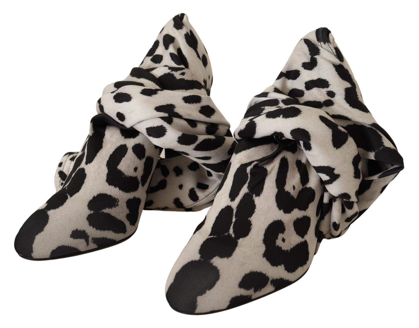 Weiß Schwarz Leopard Stretch Langstiefel