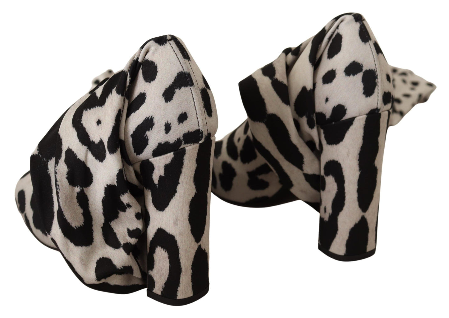 Weiß Schwarz Leopard Stretch Langstiefel